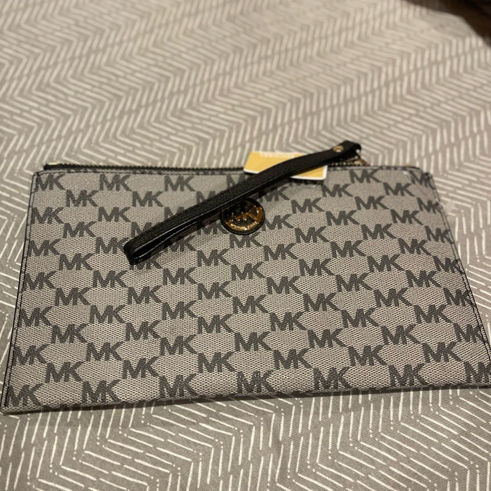 Michael Kors Blue Grey Clutch Wristlet NWT